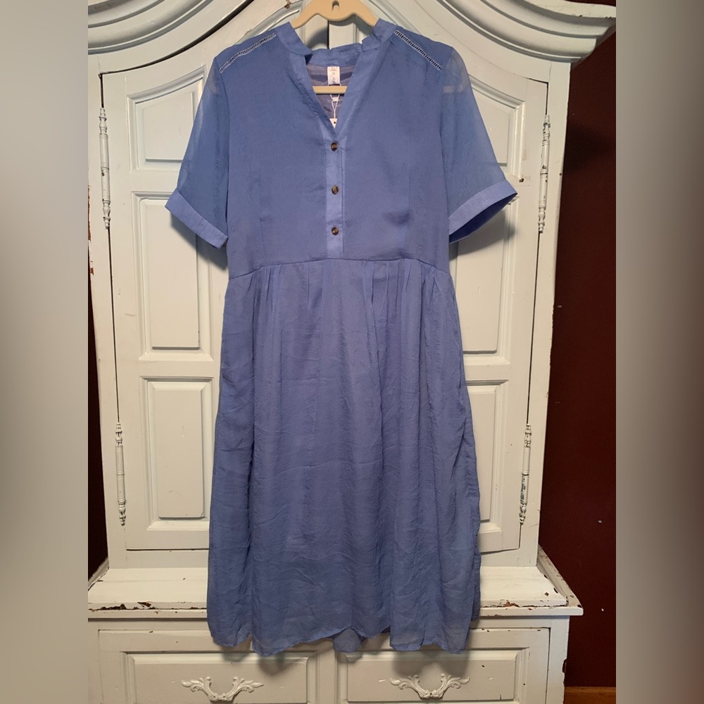 Slate blue shear dress with sheath underneath size XL New